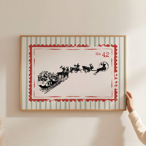 Santa Sleigh Stamp Print