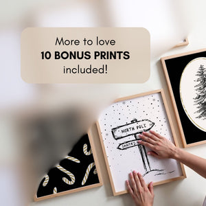 Black & Gold Christmas Set of 15 Prints