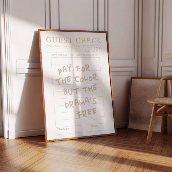 Pay For The Color Guest Check Print