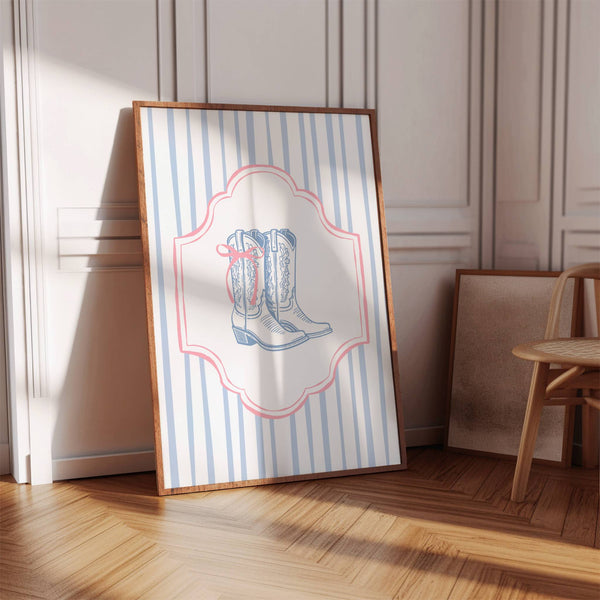 Vintage Coquette Cowgirl Boots Print
