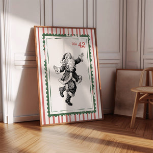 Dancing Santa Stamp Print