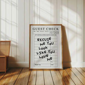 Excuse Me Guest Check Digital Print