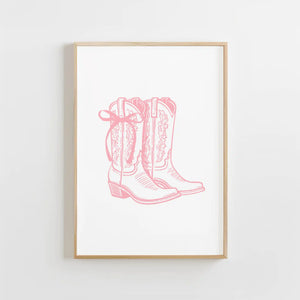 Coquette Cowgirl Boots Print