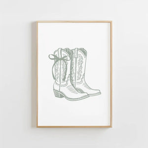 Coquette Cowgirl Boots Print