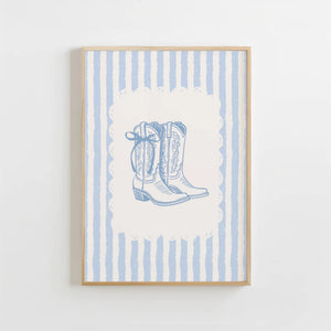 Striped Cowgirl Boots Print
