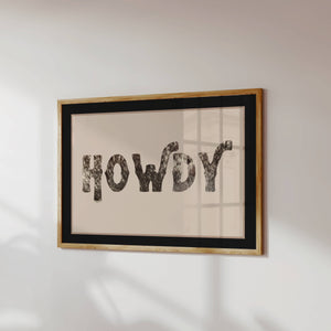 howdy wall art horizontal orientation with cowhide letters