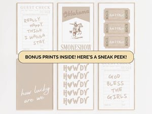 Beige Cowgirl Set of 15 Prints