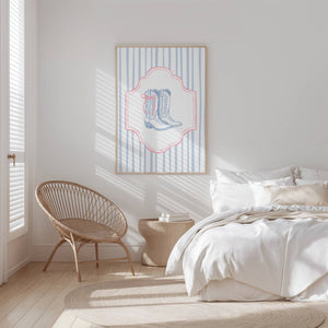 Vintage Coquette Cowgirl Boots Print