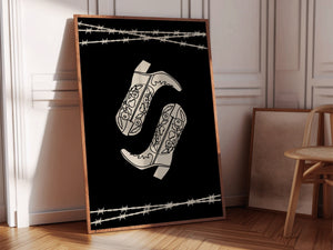 Black Cowgirl Boots Print