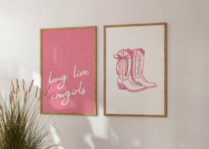 Dark Pink Long Live Cowgirls Set of 3 Prints
