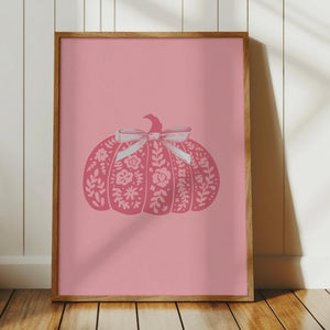 pink coquette pumpkin print for girly halloween or pinkoween decor