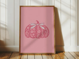 pink coquette pumpkin print for girly halloween or pinkoween decor