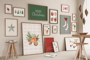 set of 15 farmhouse christmas wall art