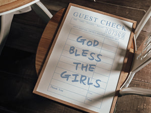 God Bless The Girls Guest Check Set of 3 Prints