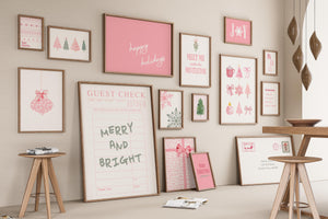 Pink Christmas Set of 15 Prints