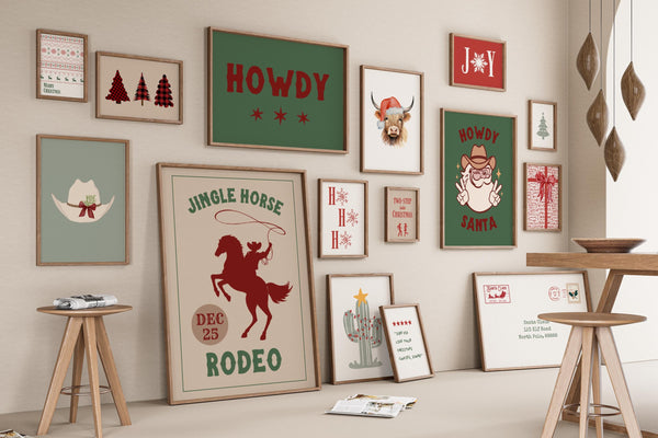 Western Christmas Set of 15 Prints