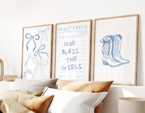 God bless the girls quote on guest check wall art 