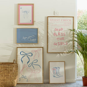 Pink & Blue Cowgirl Set of 6 Prints