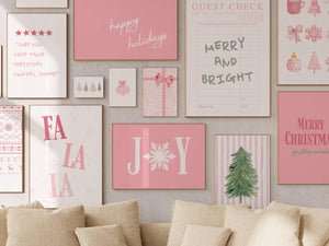 Pink Christmas Set of 15 Prints