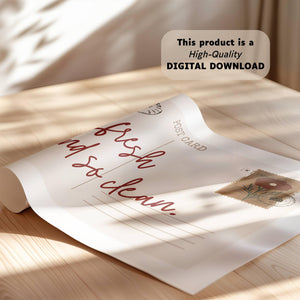 So Fresh And So Clean, Aesthetic Postcard Poster, Retro Bathroom Wall Art, Cute Poster for Farmhouse Bathroom Decor, Digital Download