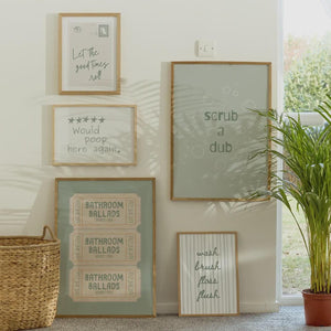 Sage Green Bathroom Wall Art Set of 6, Powder Room Prints, Funny Toilet Poster for Bathroom Decor, Digital Download