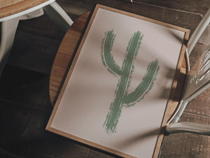 Abstract Pink Cactus Set of 3 Prints, Boho Western Wall Art, Hand Drawn Desert Poster for Modern Southwestern Decor, Digital Download