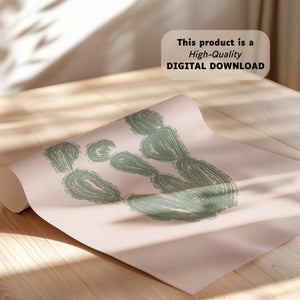 Abstract Pink Cactus Set of 3 Prints, Boho Western Wall Art, Hand Drawn Desert Poster for Modern Southwestern Decor, Digital Download