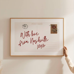 horizontal postcard print, with love from Nashville xoxo