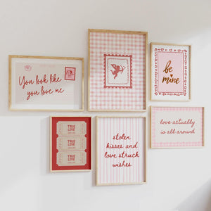 Retro Valentine Wall Art Set of 15, Love Posters for Valentines Decor, Digital Download