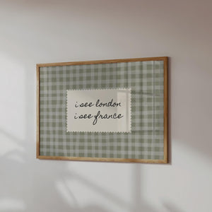 I See London I See France Print, Retro Gingham Poster for Funny Bathroom Wall Art, Digital Download