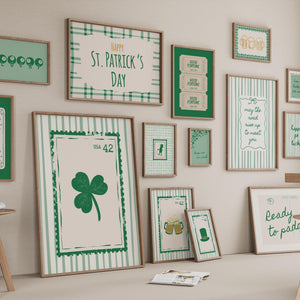 St Patrick's Day Wall Art Set of 15, Shamrock Print, Lucky Posters for Saint Patty's Day Decor, Digital Download