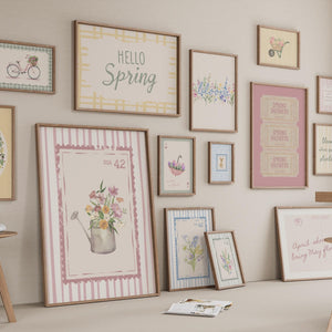 Spring Wall Art Set of 15, Hello Spring Poster, Floral Prints for Spring Decor, Digital Download