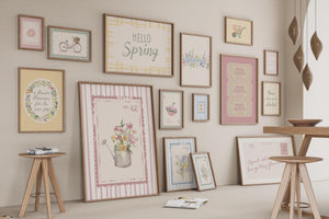 Spring Wall Art Set of 15, Hello Spring Poster, Floral Prints for Spring Decor, Digital Download