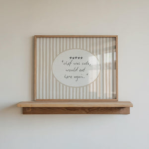Chef Was Cute Striped Print, Neutral Kitchen Wall Art for Dining Room Decor, Digital Download