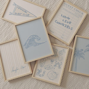 Blue Coastal Cowgirl Set of 15 Prints, Beachy Wall Art for Dorm Decor, Digital Download