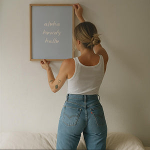 Aloha Howdy Hello Print, Coastal Cowgirl Wall Art for Blue Dorm Decor, Digital Download