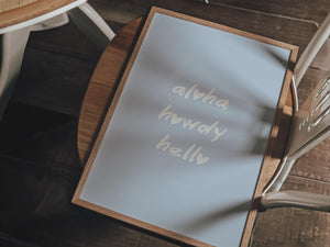 Aloha Howdy Hello Print, Coastal Cowgirl Wall Art for Blue Dorm Decor, Digital Download