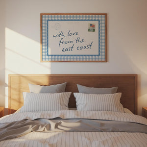 East Coast Gingham Postcard Print, Vintage Coastal Wall Art for Beach House Decor, Digital Download