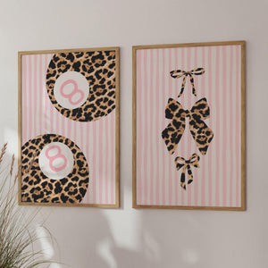 Pink Leopard Set of 3 Prints, Trendy Wall Art for Preppy Dorm Decor, Digital Download