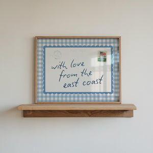 East Coast Gingham Postcard Print, Vintage Coastal Wall Art for Beach House Decor, Digital Download