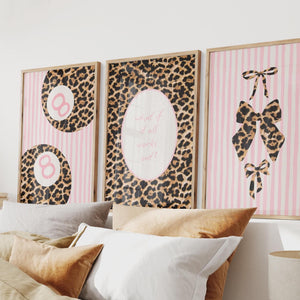Pink Leopard Set of 3 Prints, Trendy Wall Art for Preppy Dorm Decor, Digital Download