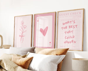 Pink Set of 6 Prints, Trendy Wall Art for Dorm Decor, Digital Download