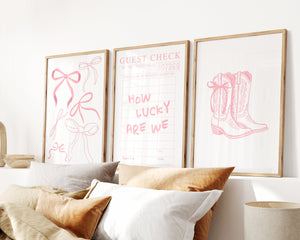 How lucky are we quote on guest check wall art pink