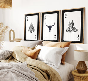 Western Playing Card Set of 3 Prints