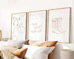 How lucky are we quote on guest check wall art neutral beige