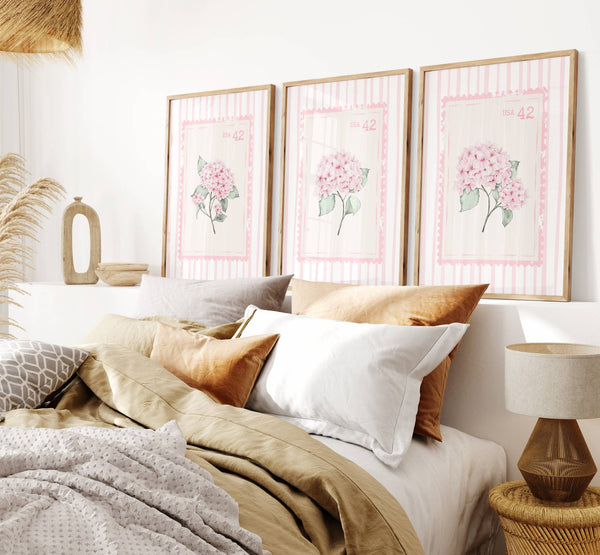 Hydrangea Stamp Set of 3 Prints