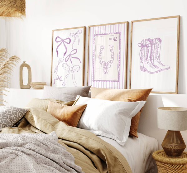 Trendy Purple Cowgirl Set of 15 Prints